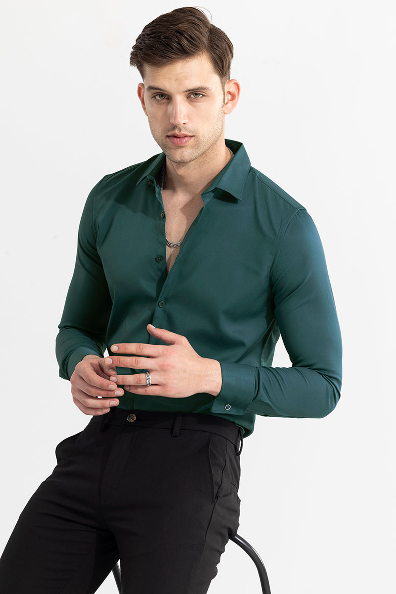 Double Cuff Forest Green Shirt