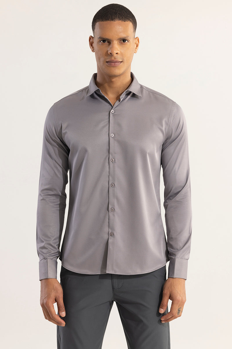 Double Cuff Simple Grey Shirt