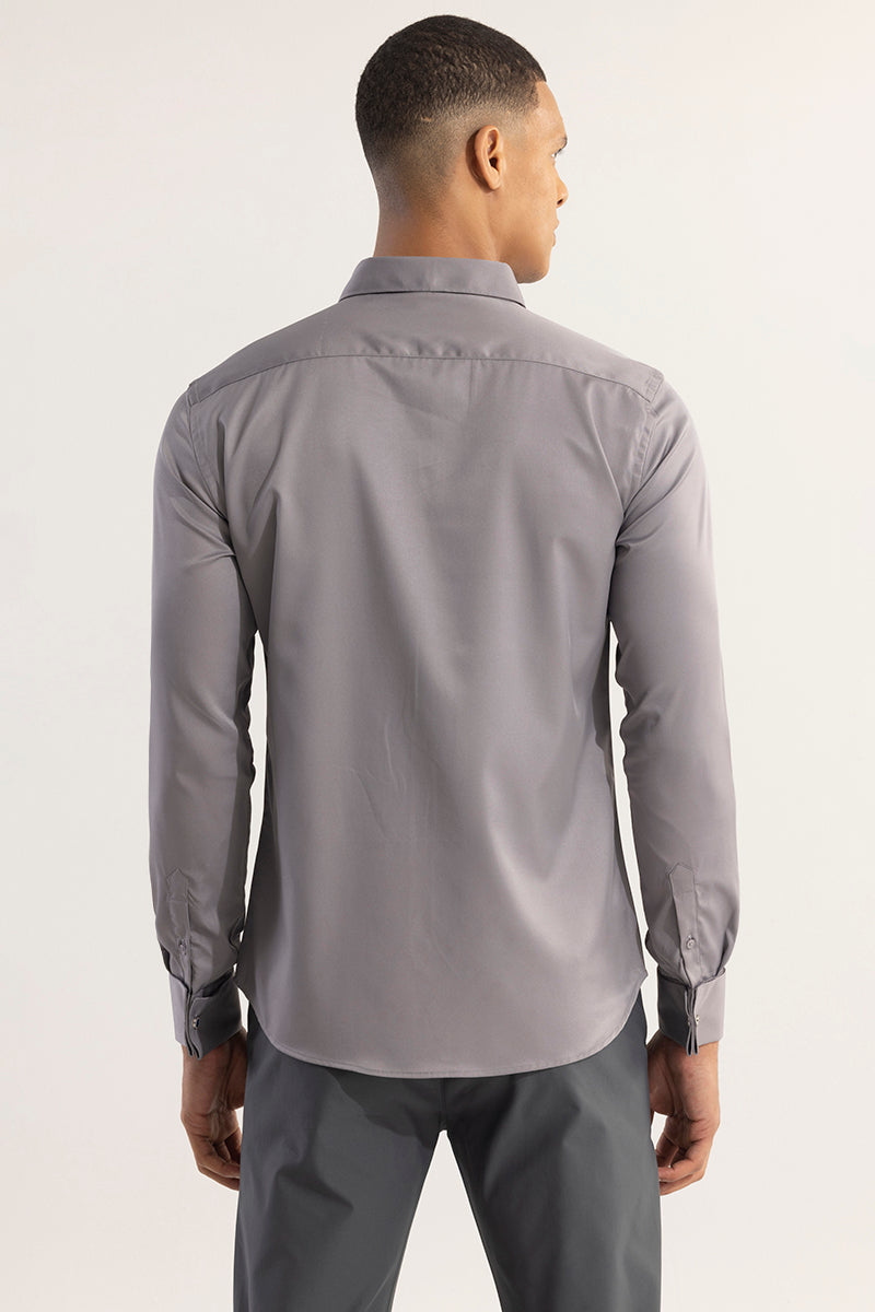 Double Cuff Simple Grey Shirt