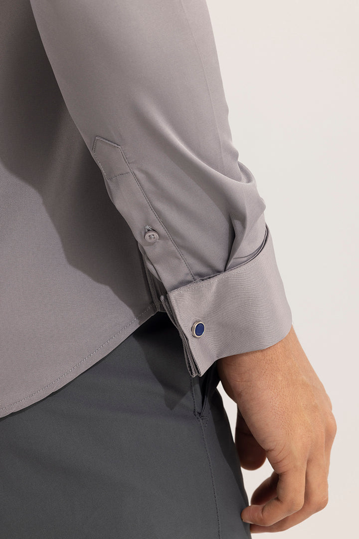 Double Cuff Simple Grey Shirt