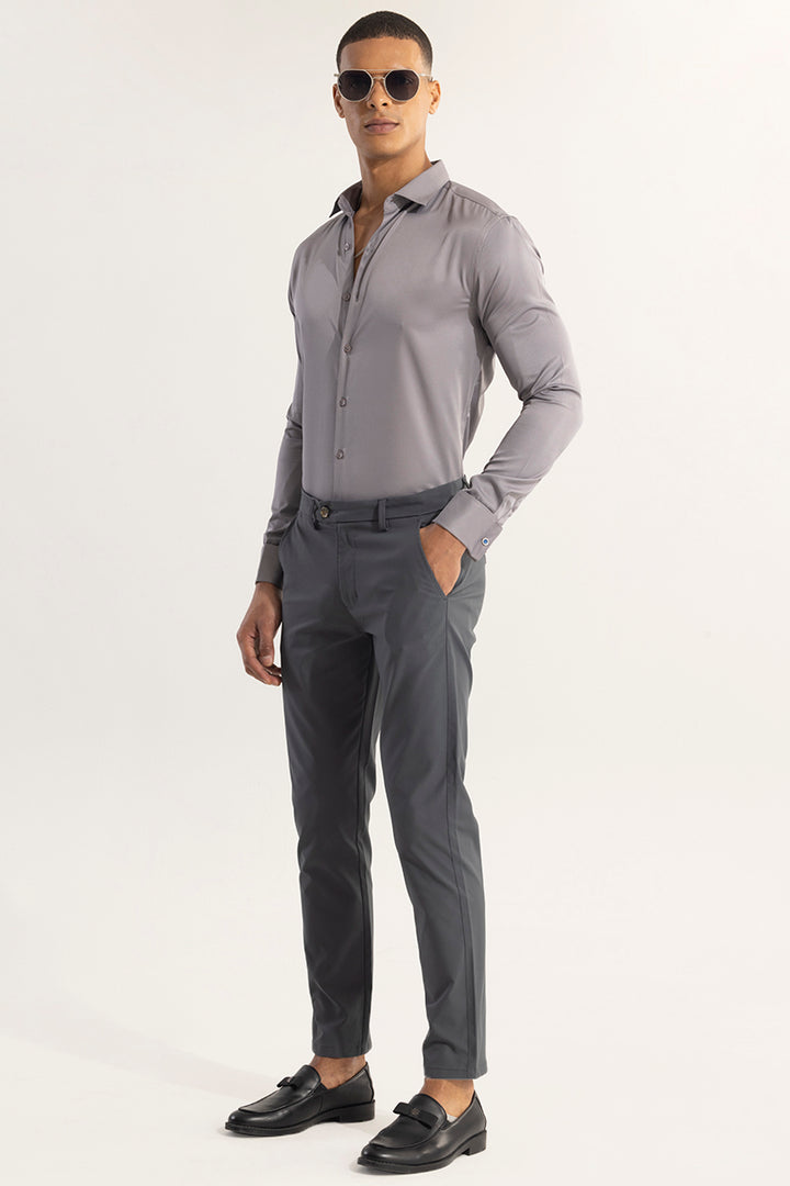 Double Cuff Simple Grey Shirt