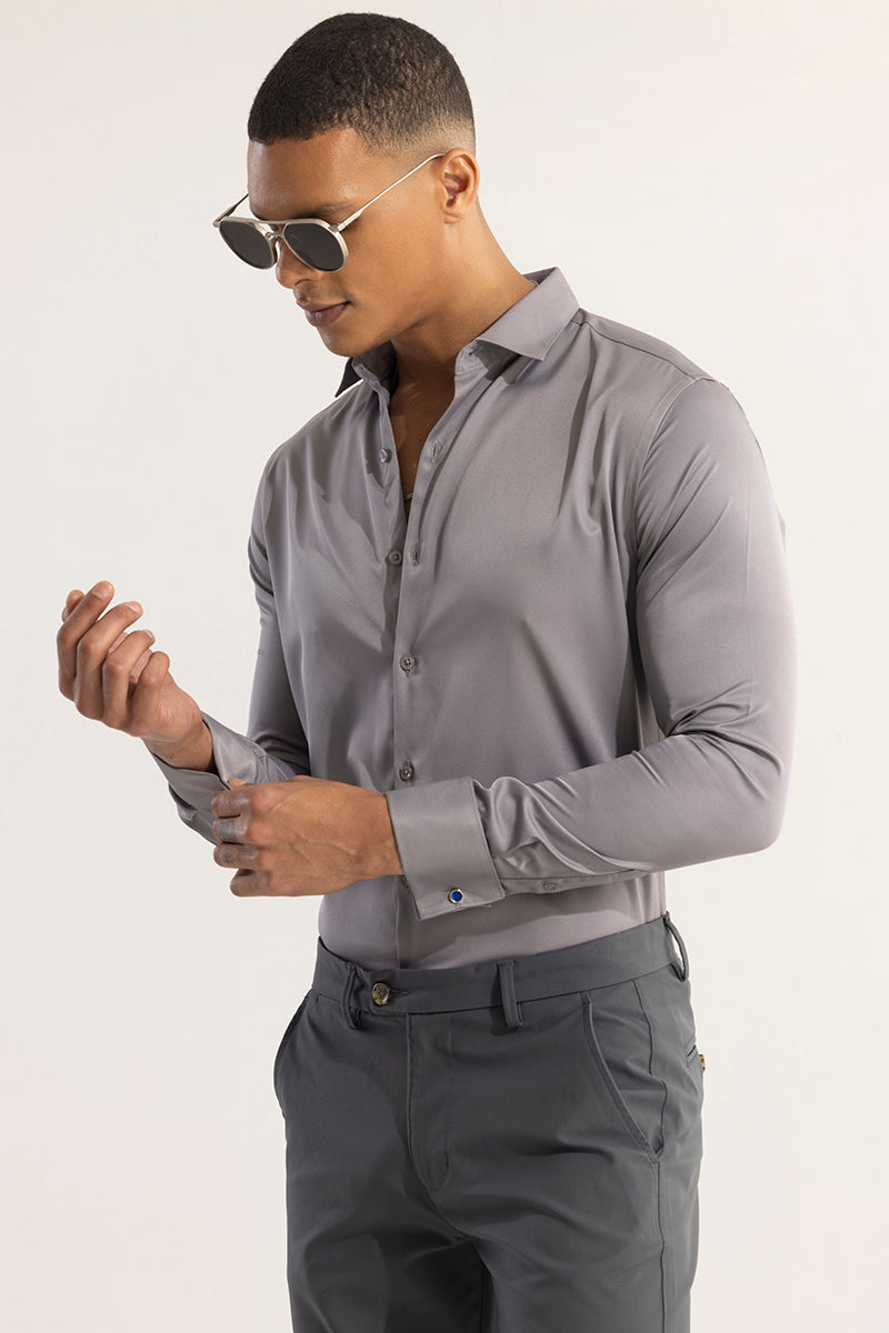 Double Cuff Simple Grey Shirt