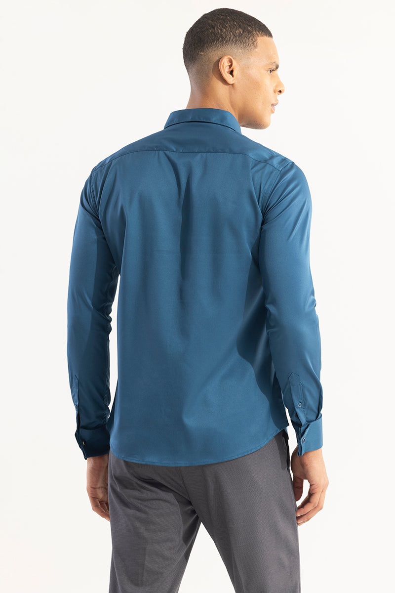 Buy Men's Double Cuff Aegean Blue Shirt Online | SNITCH