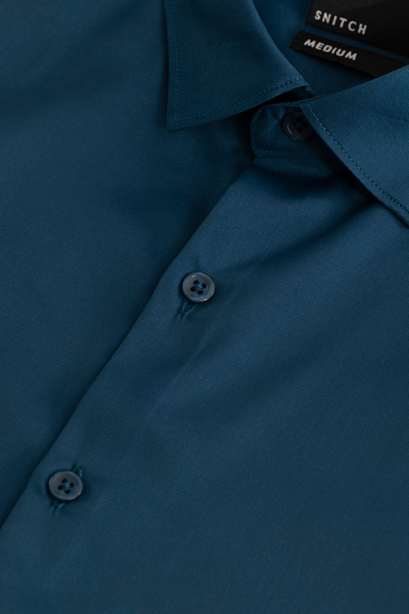 Buy Men's Double Cuff Aegean Blue Shirt Online | SNITCH
