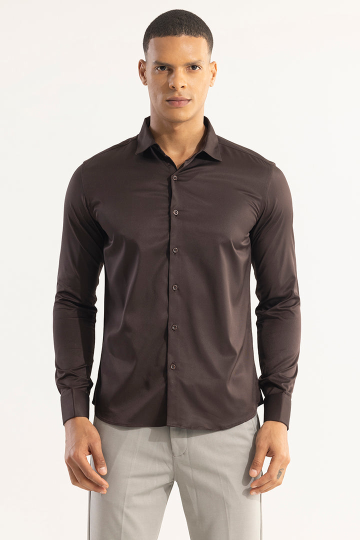 Double Cuff Walnut Brown Shirt