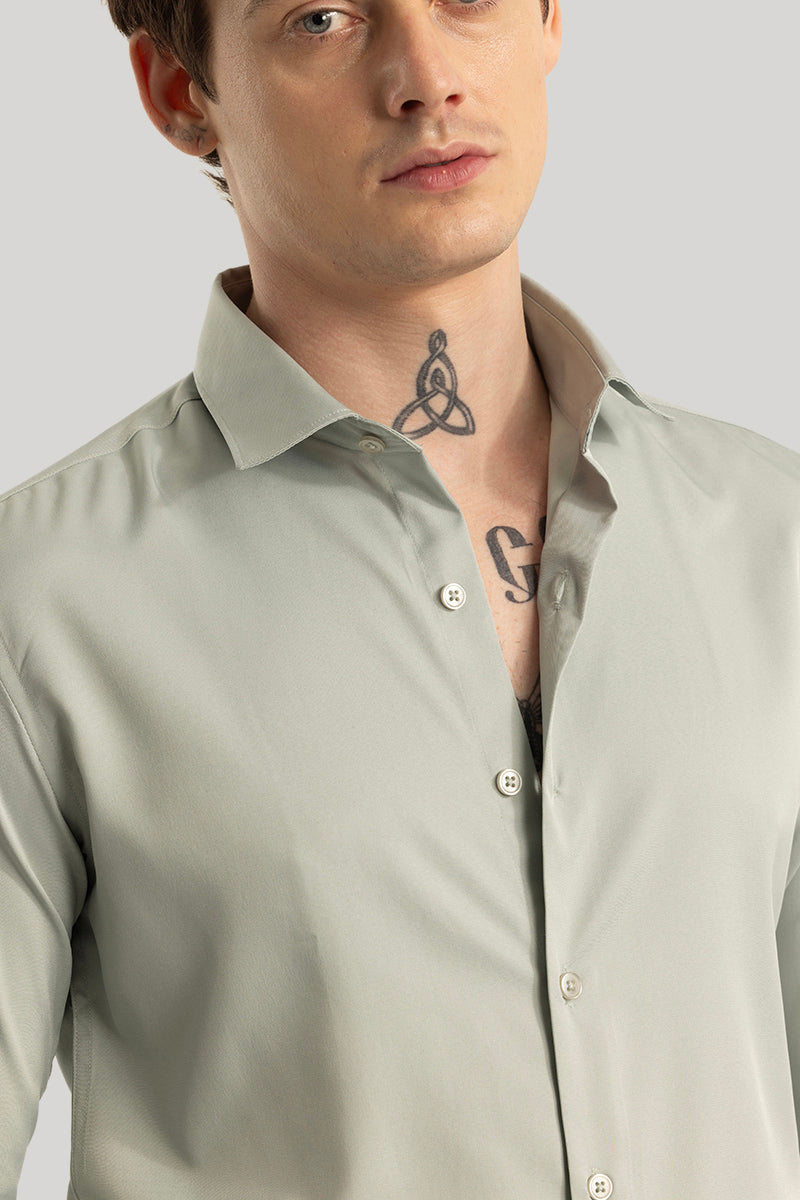 Double Cuff Light Grey Plain Shirt