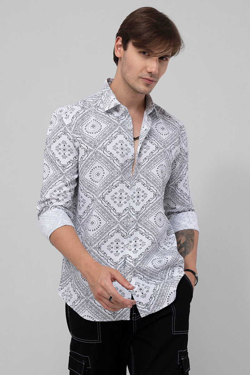 Buy Men's Heritage Paisley White Shirt Online | SNITCH