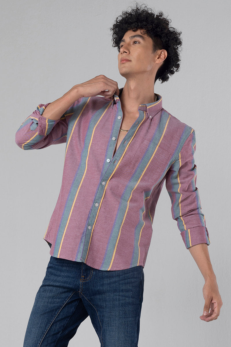 Multi Broad Stripe Purple Shirt