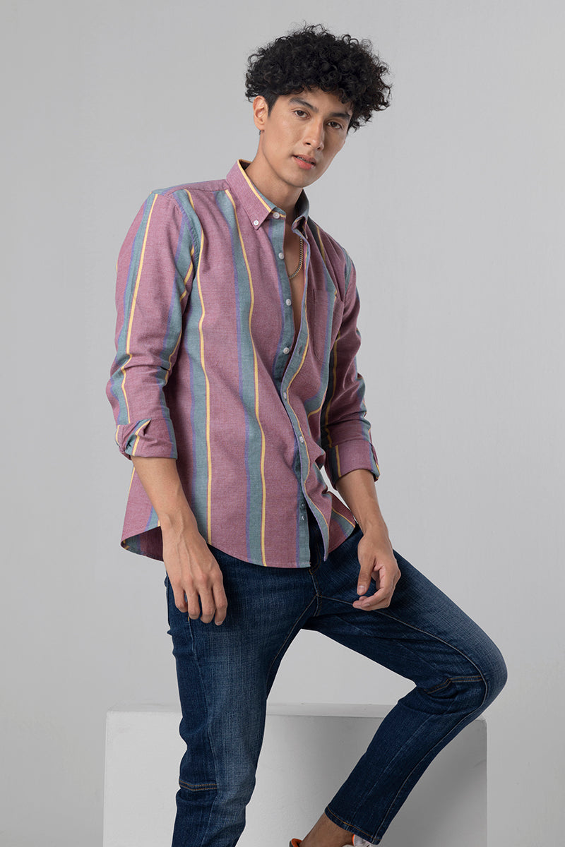 Multi Broad Stripe Purple Shirt