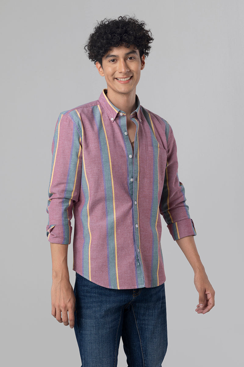 Multi Broad Stripe Purple Shirt