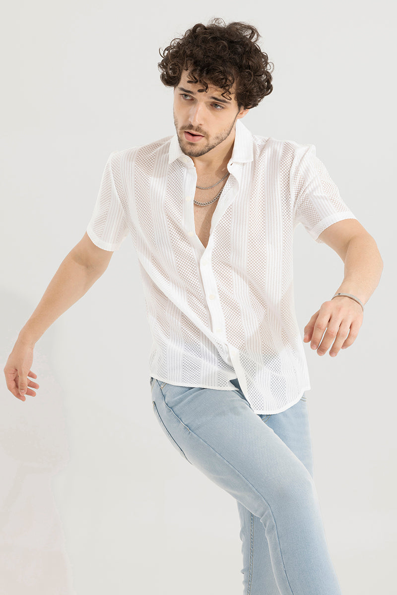 Men's Hawaiian Hakoba Wave White Shirt