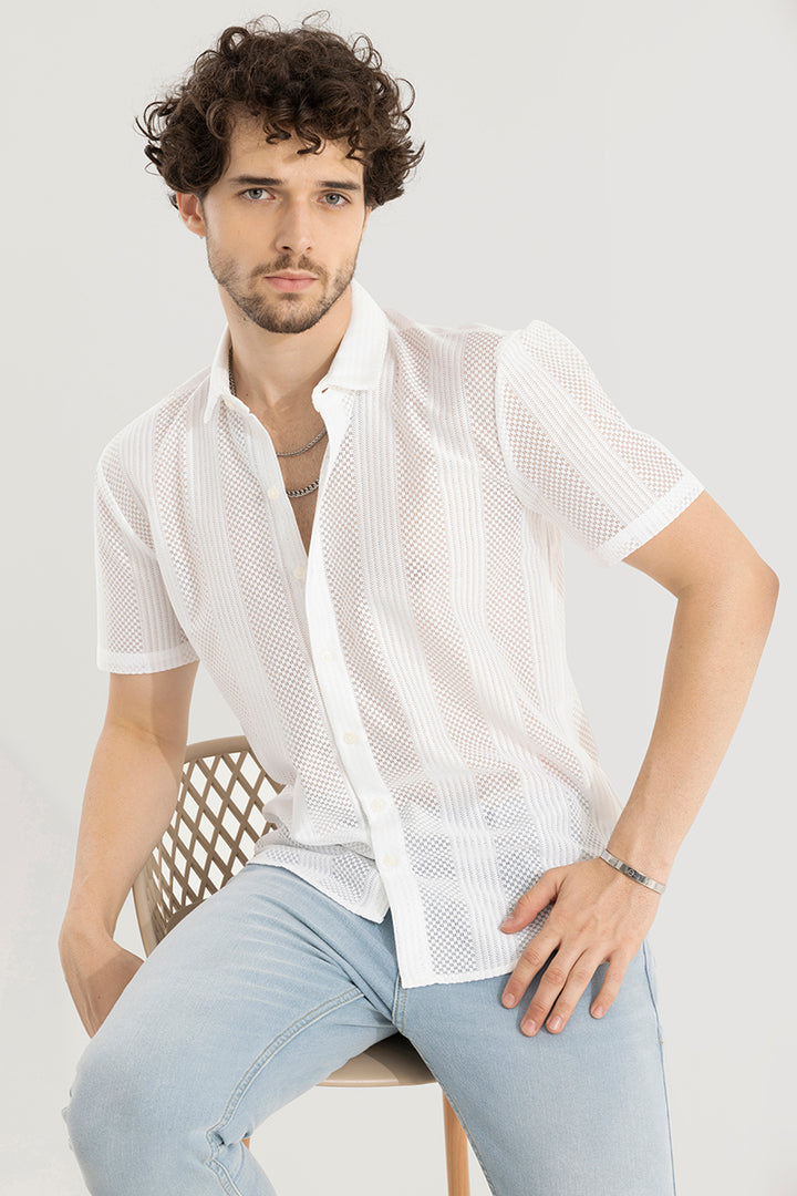 Hawaiian Hakoba Combination White Shirt