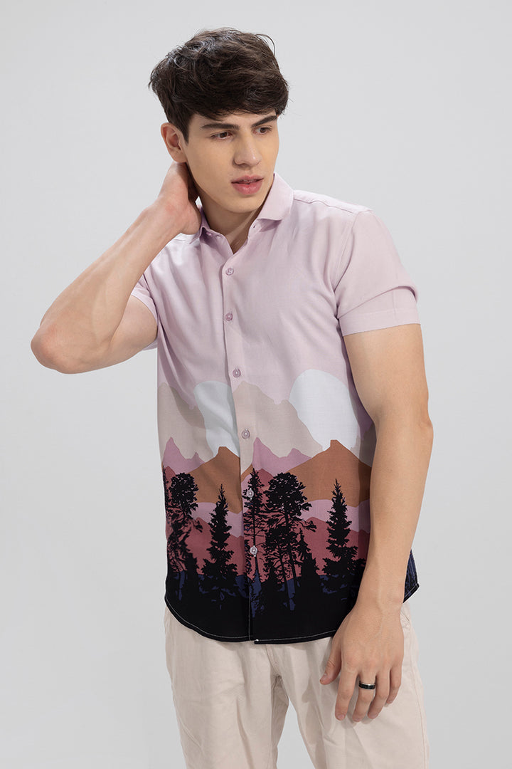 Landscape Print Soft Pink Shirt