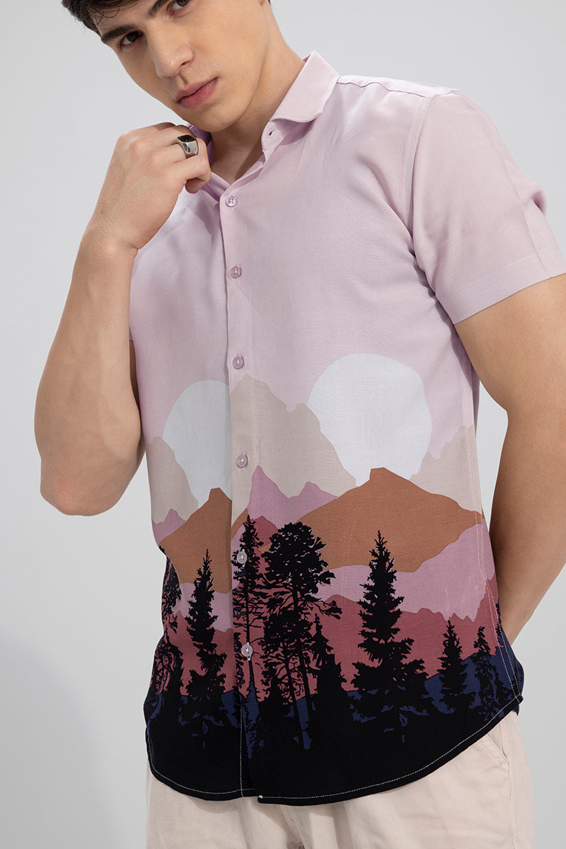 Landscape Print Soft Pink Shirt