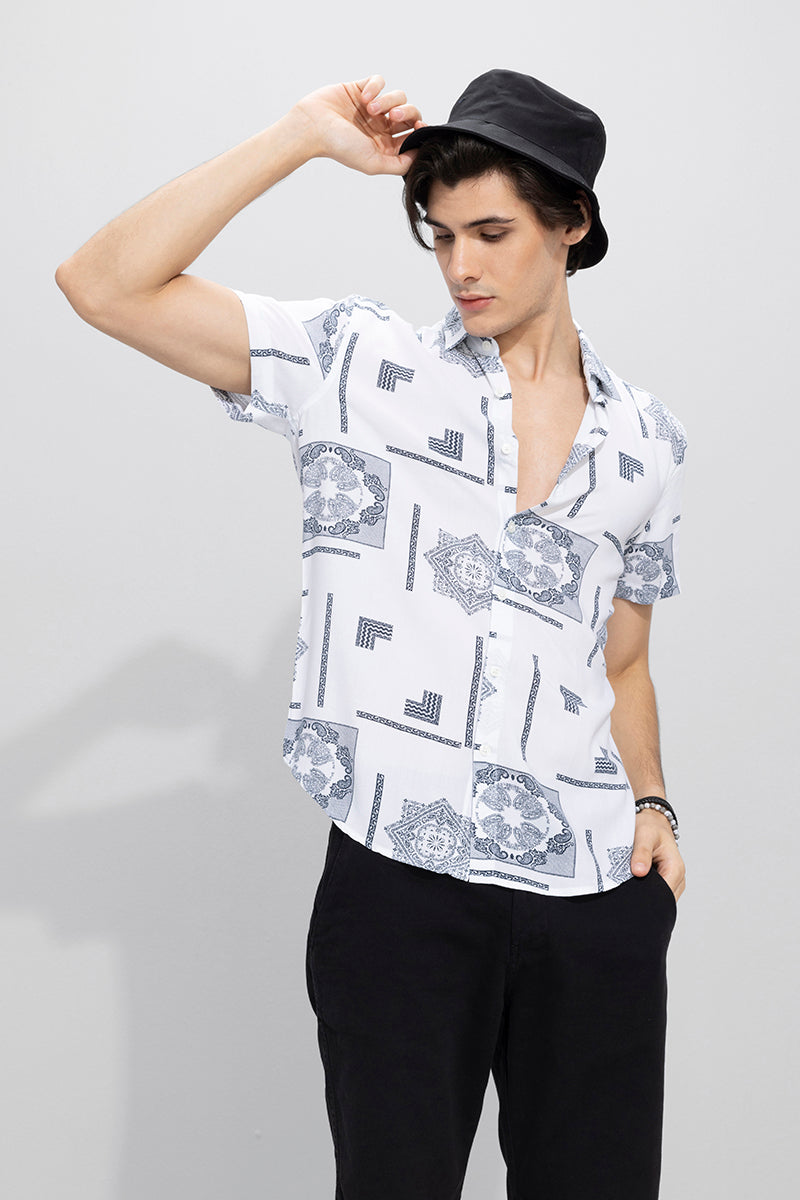 Buy Men's Artistic Paisley White Shirt Online | SNITCH