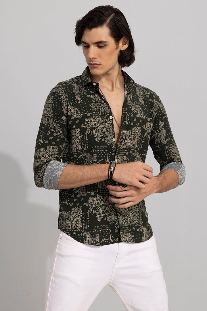 Mosaic Paisley Green Shirt