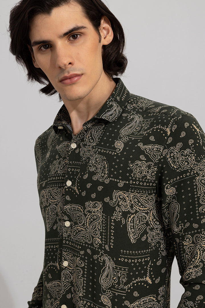 Mosaic Paisley Green Shirt