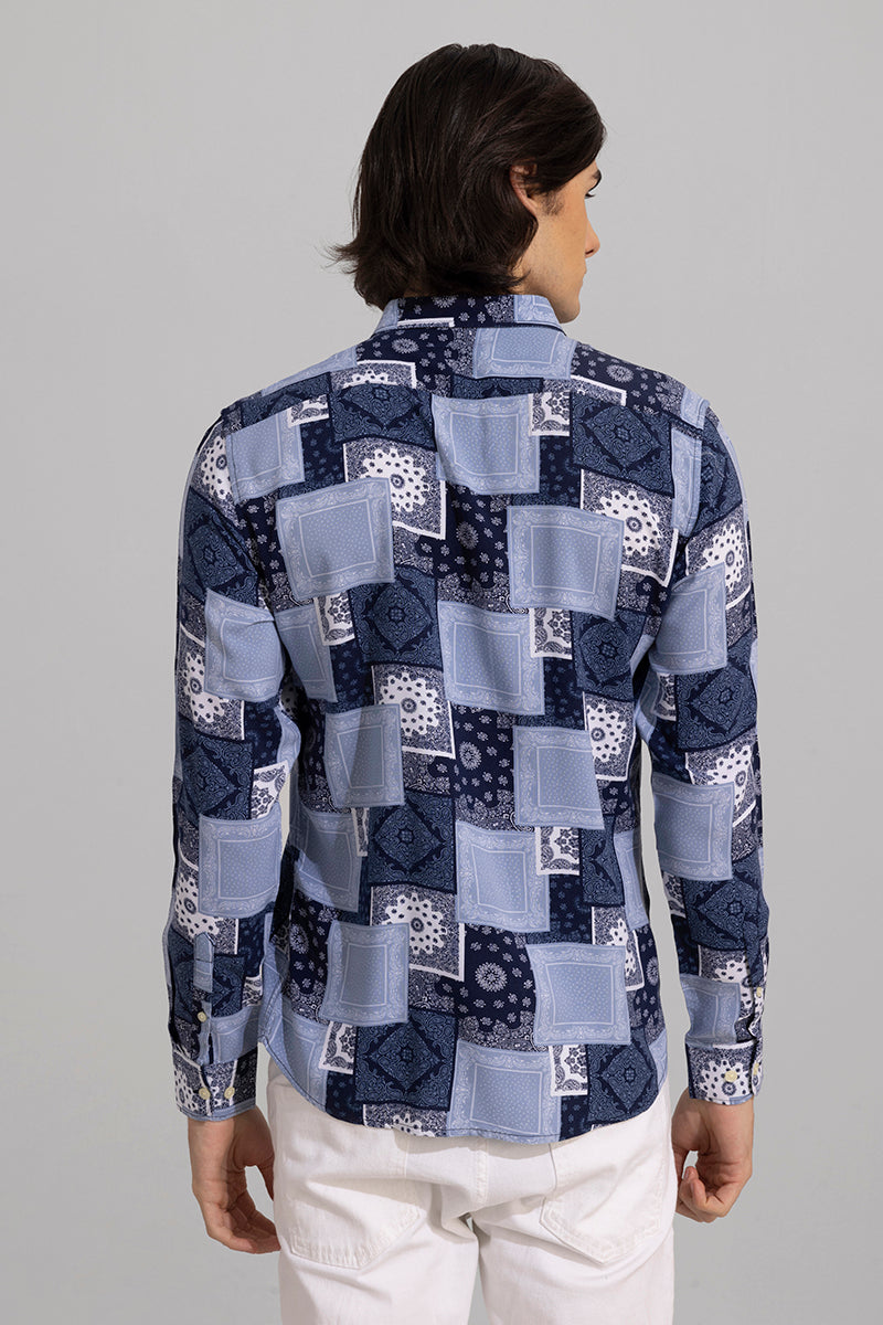 Square Mandala Blue Shirt