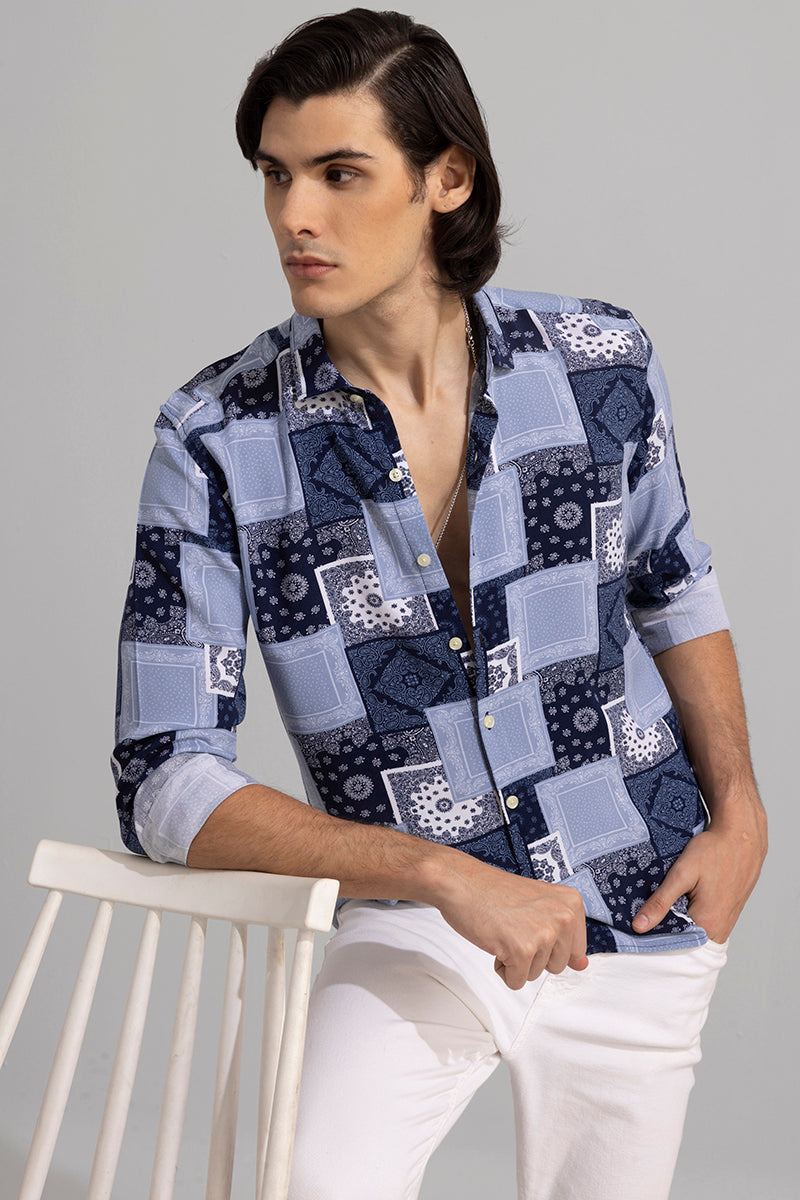 Square Mandala Blue Shirt