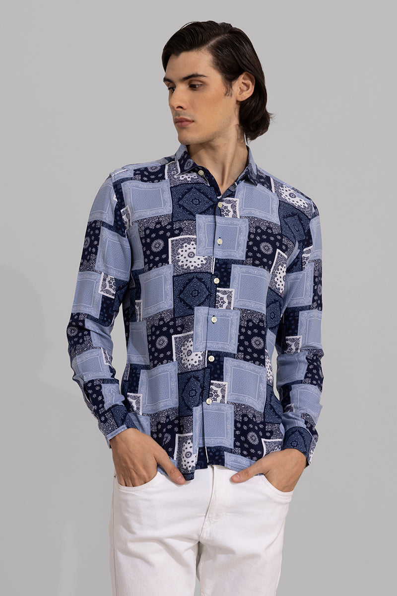 Square Mandala Blue Shirt