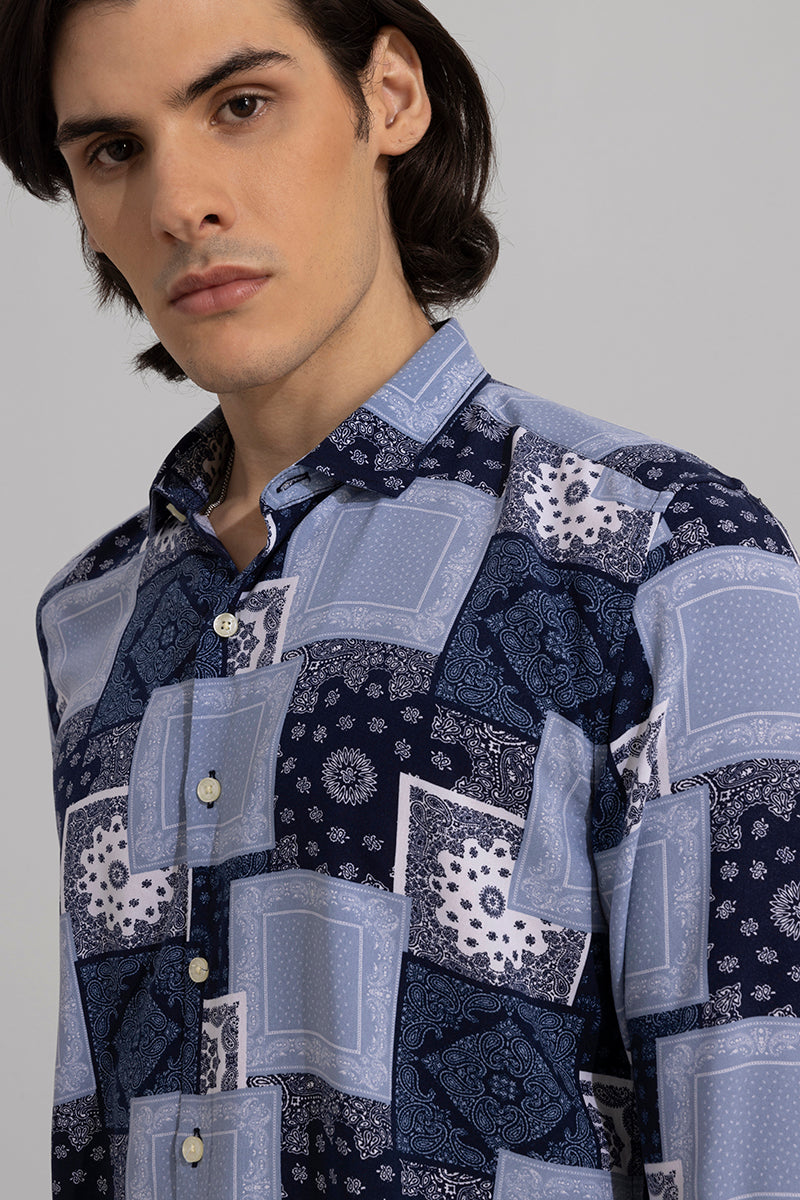 Square Mandala Blue Shirt