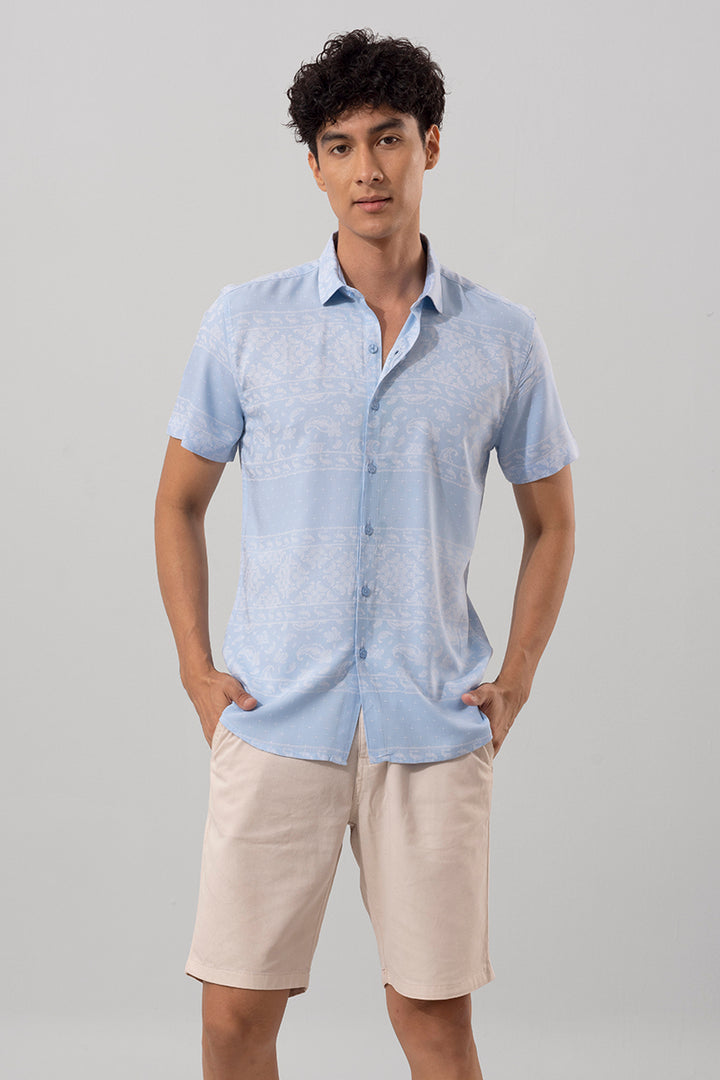 Border Paisley Sky Blue Shirt