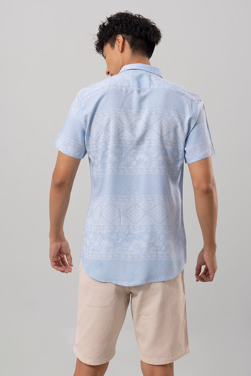 Border Paisley Sky Blue Shirt