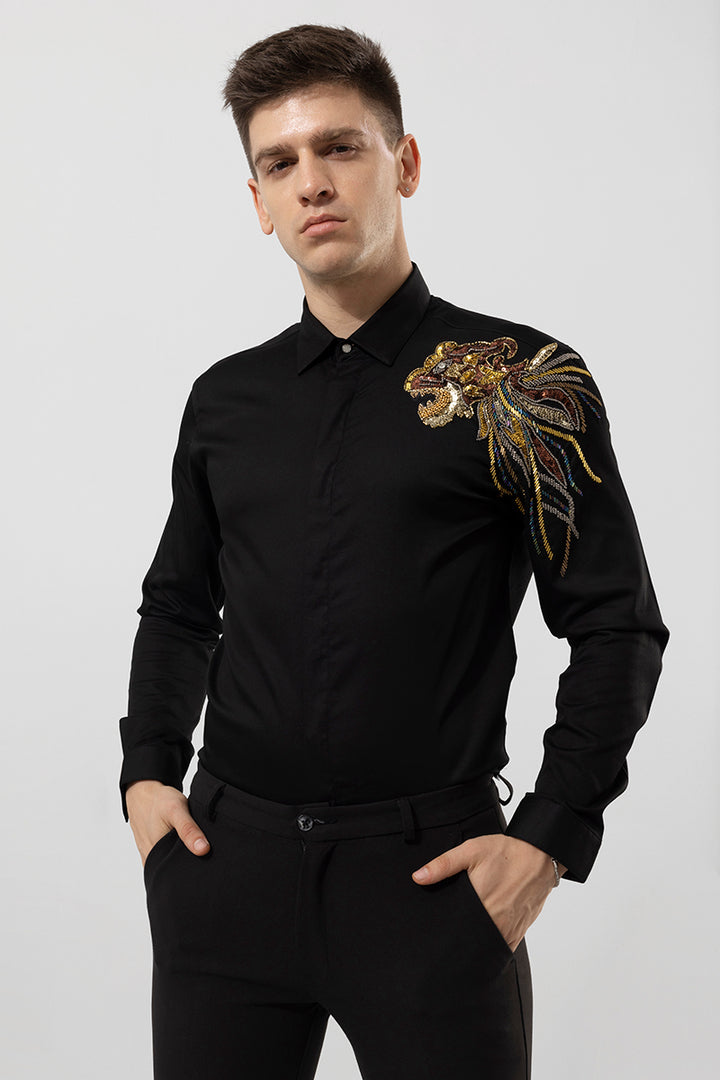 Leon Black Embroidery Shirt