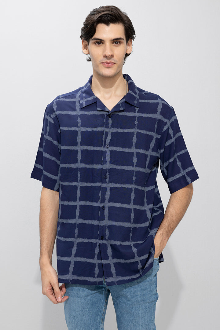 Faded Square Navy Oversized Shirt