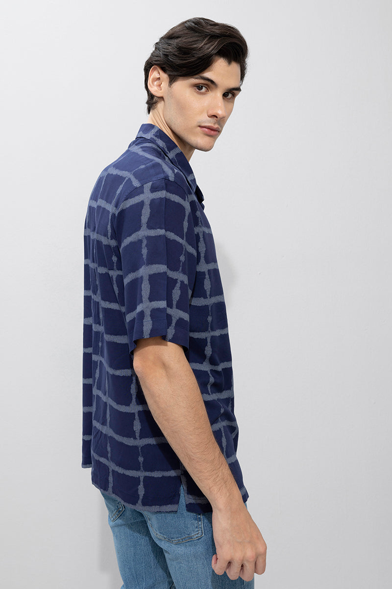 Faded Square Navy Oversized Shirt