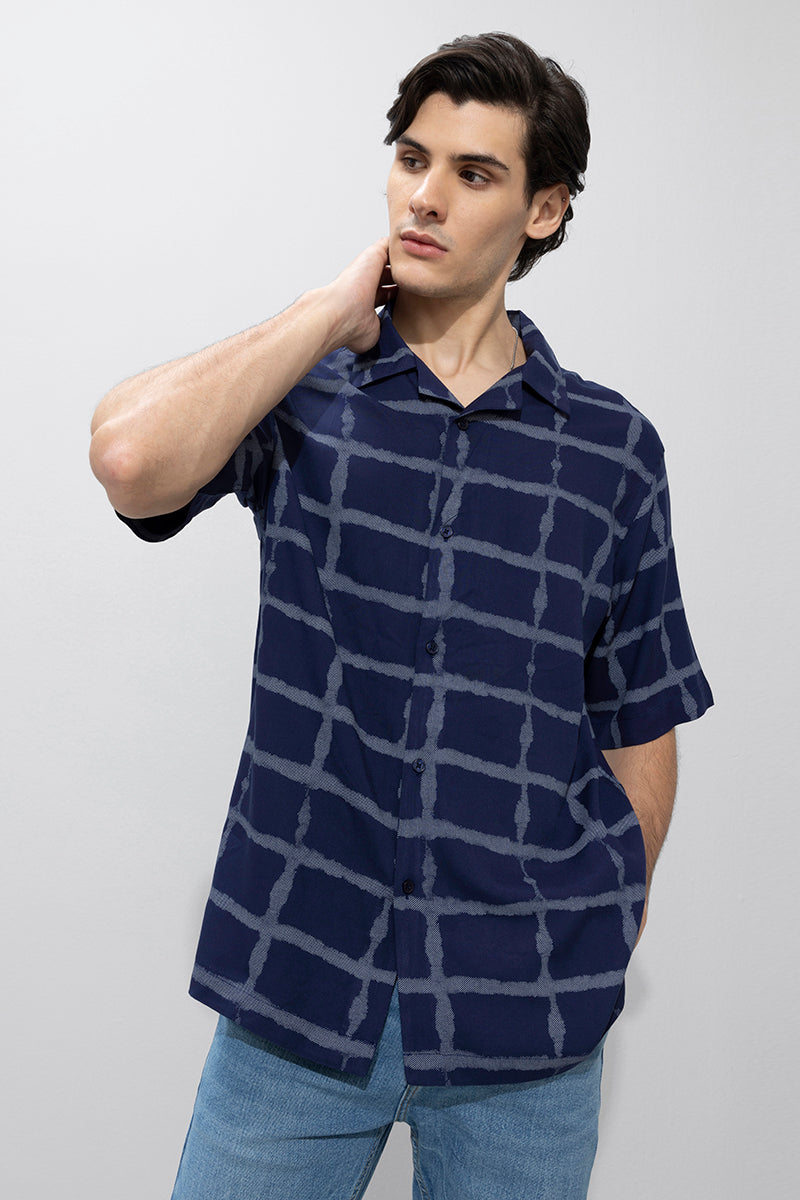 Faded Square Navy Oversized Shirt