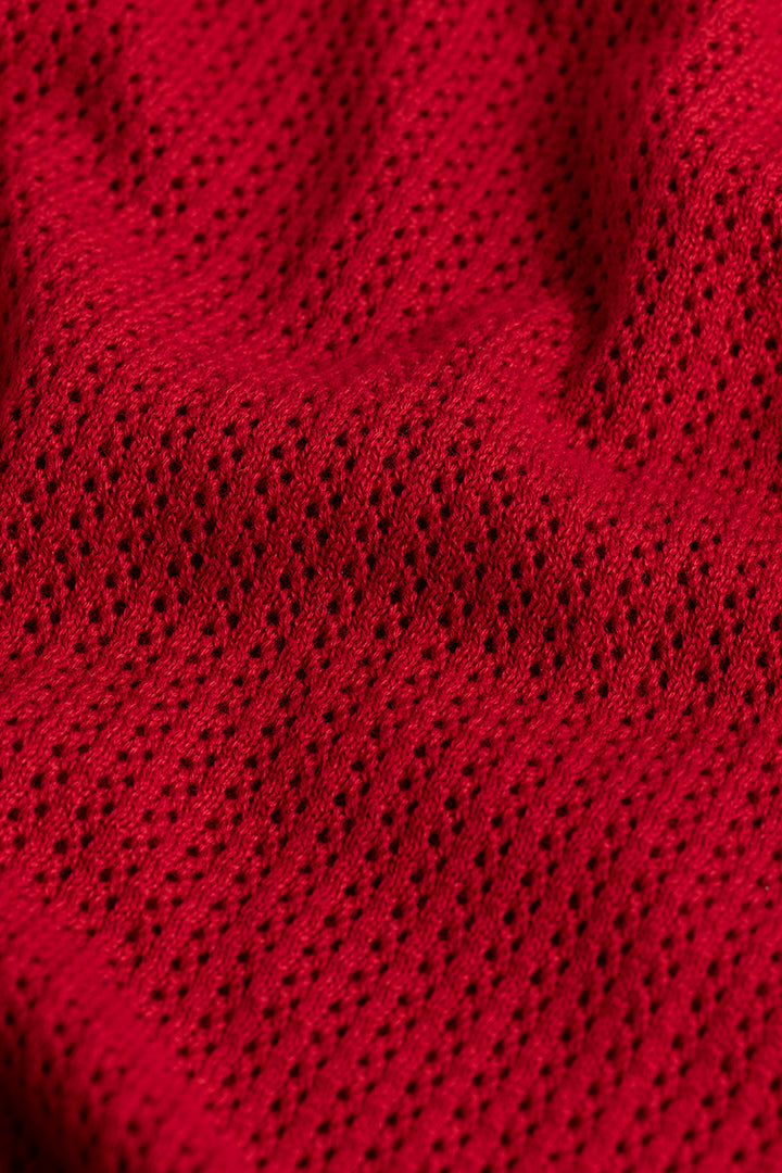 Serene Knit Elegance Red Shirt