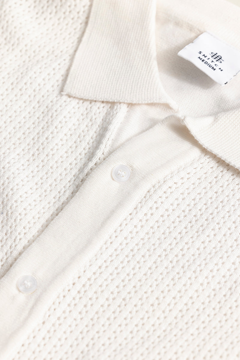 Serene Knit Elegance White Shirt