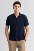 Serene Knit Elegance Navy Blue Shirt