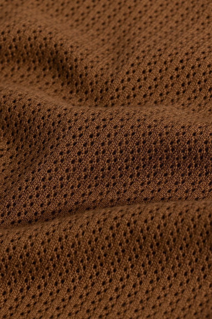 Serene Knit Elegance Brown Shirt