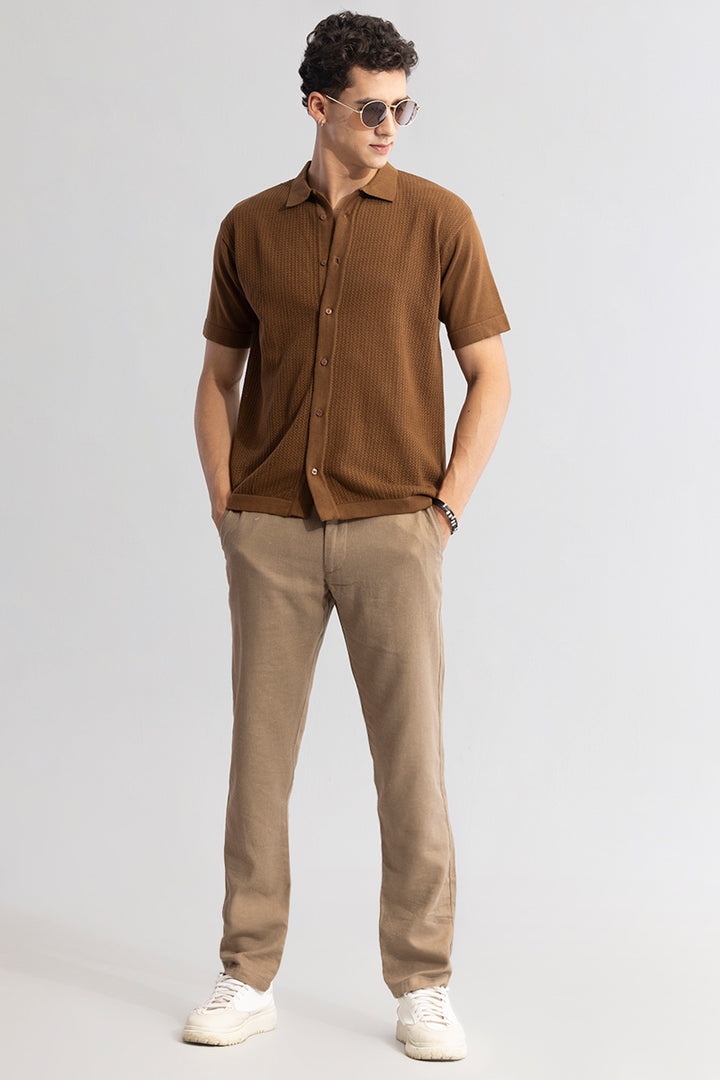 Serene Knit Elegance Brown Shirt