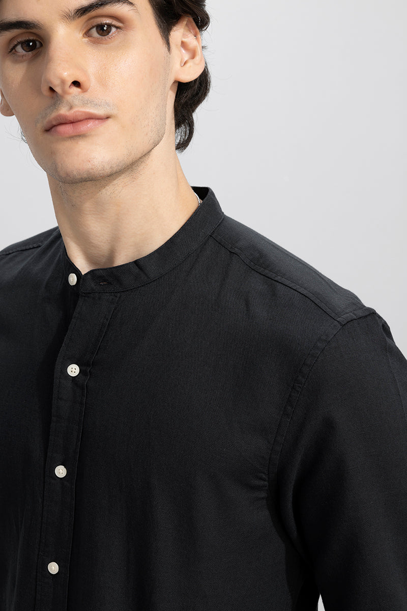 Fang Linen Black Shirt