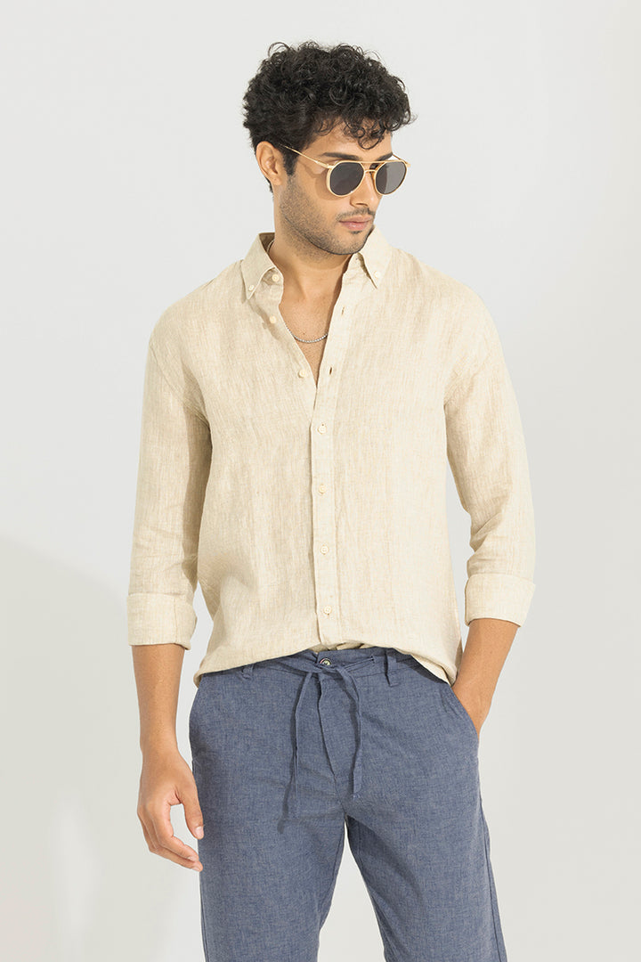 Buoyant Beige Linen Shirt