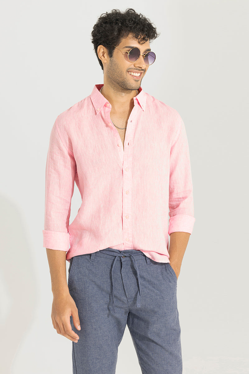 Buy Men's Buoyant Pink Linen Shirt Online | SNITCH