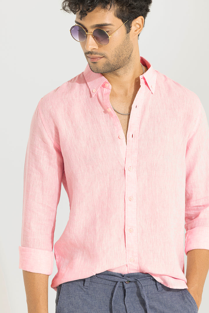 Buy Men's Buoyant Pink Linen Shirt Online | SNITCH