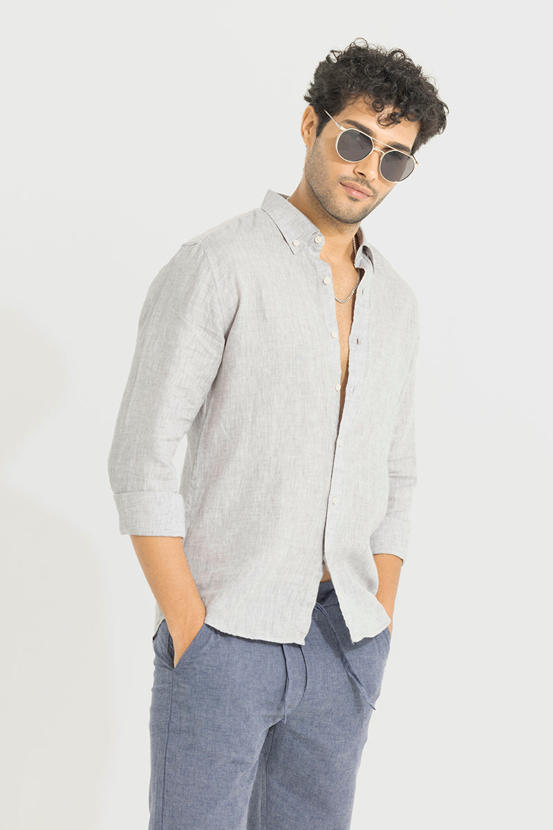 Buy Men's Buoyant Grey Linen Shirt Online | SNITCH