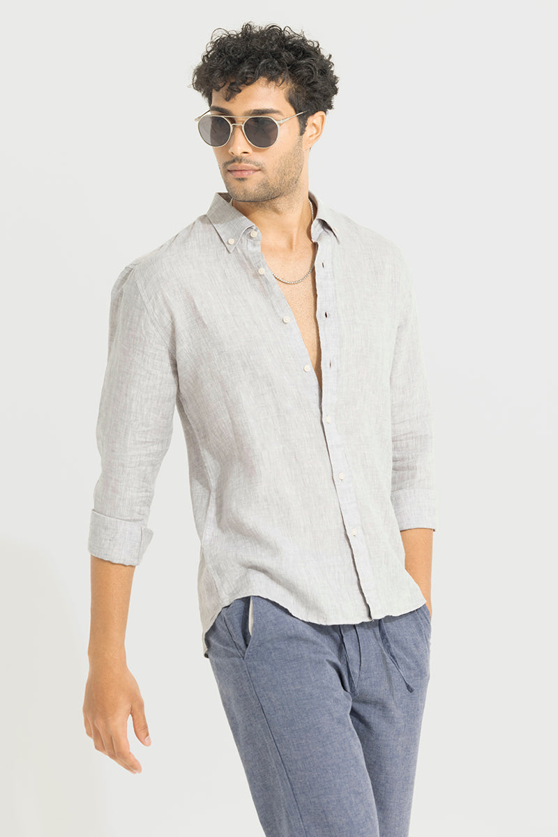 Buy Men's Buoyant Grey Linen Shirt Online | SNITCH