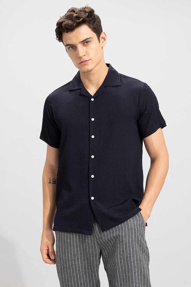 Buy Men's Absolute Seer Sucker Navy Shirt Online | SNITCH