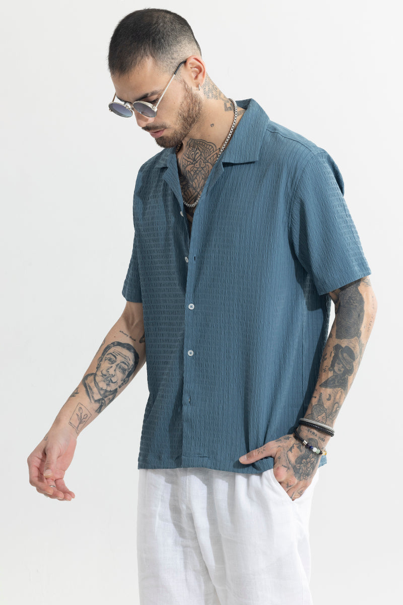 Absolute Seer Sucker Steel Blue Shirt