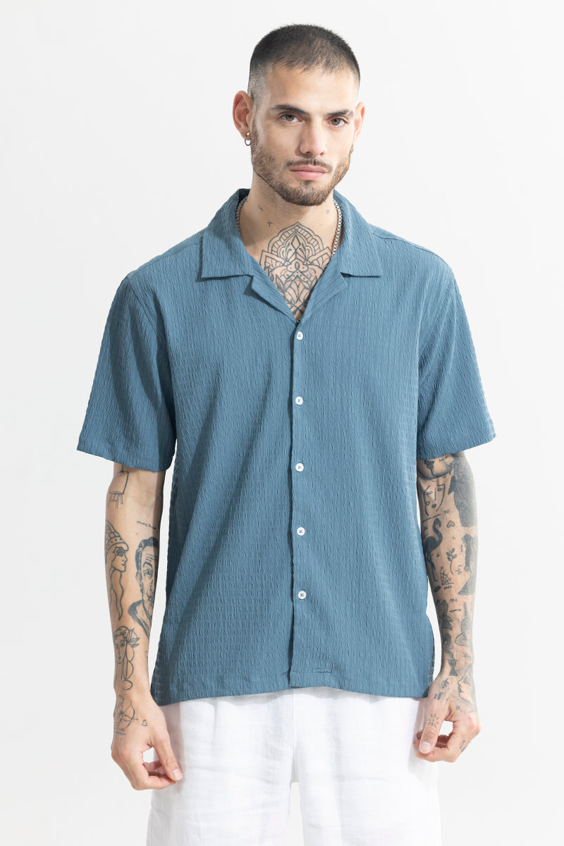 Absolute Seer Sucker Steel Blue Shirt