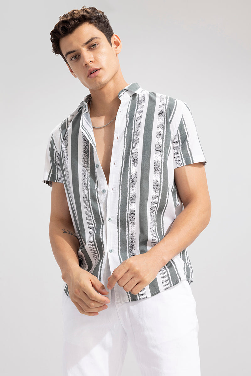 Buy Men's Faded Stripe Grey Shirt Online | SNITCH