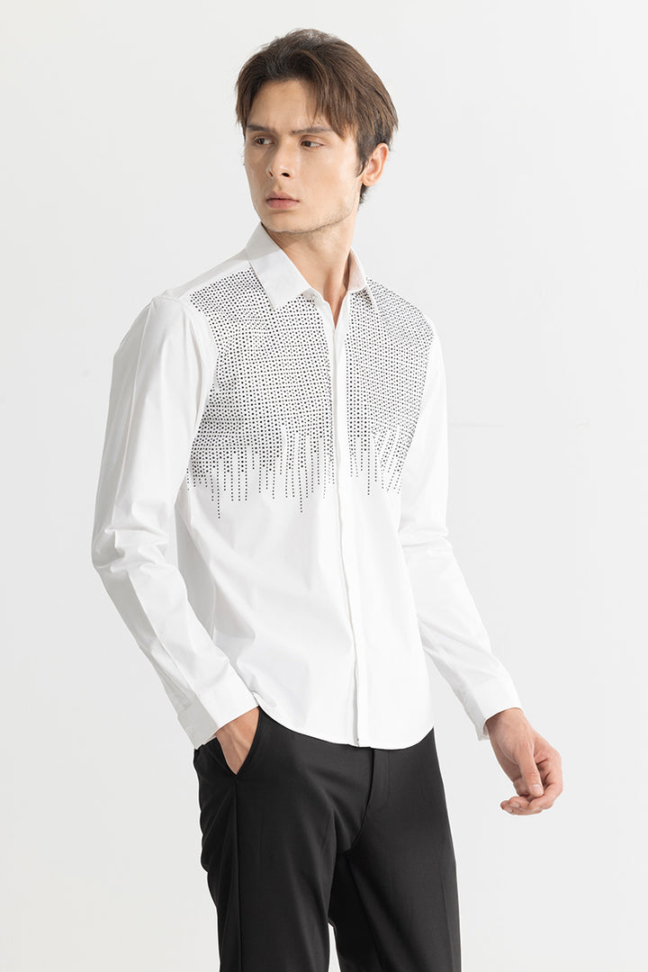 Dripping Beaded White Shirt