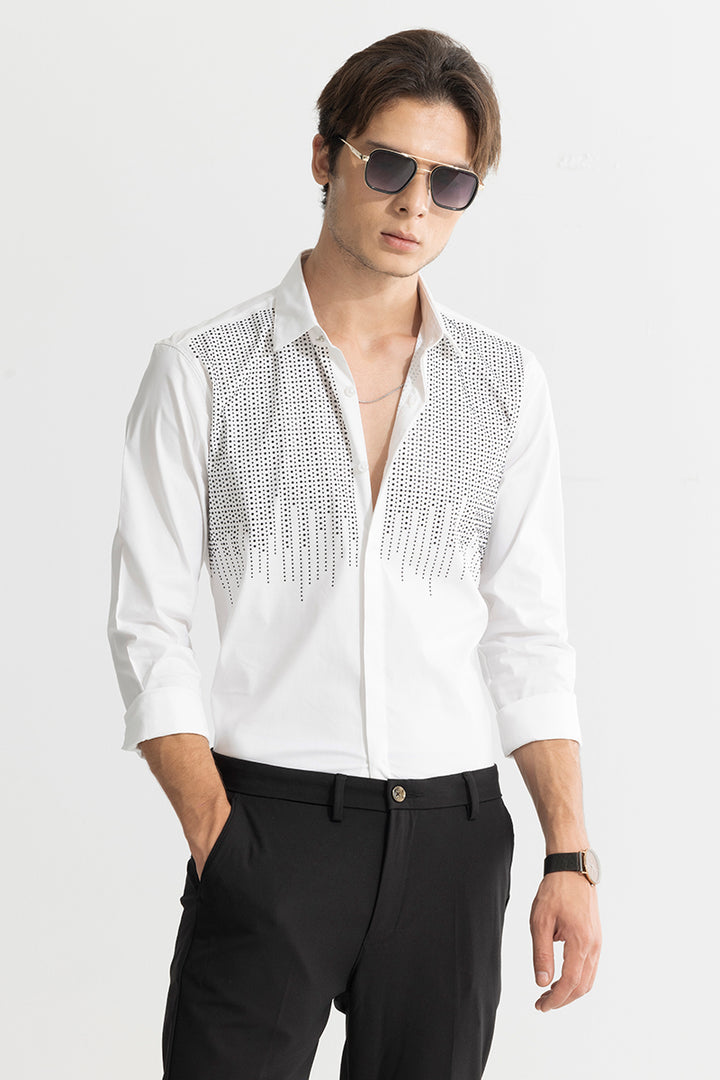 Dripping Beaded White Shirt