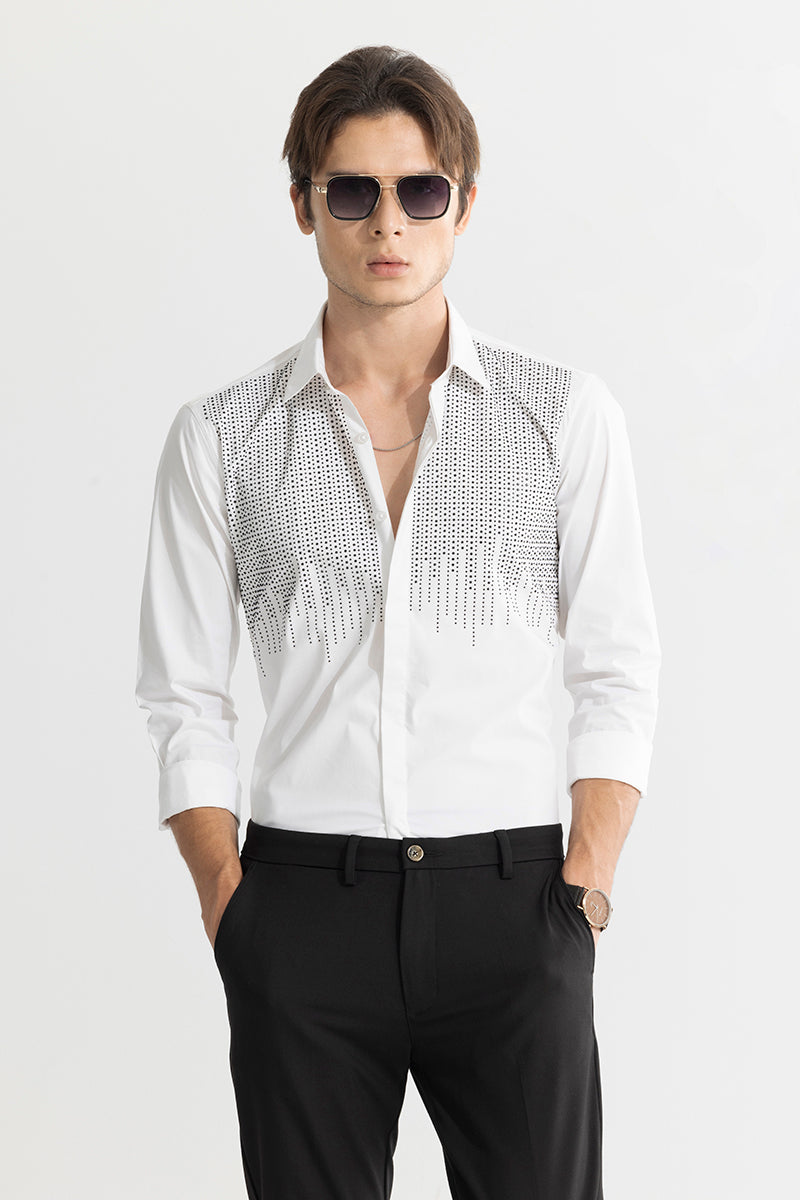 Buy Men's Dripping Beaded White Shirt Online | SNITCH