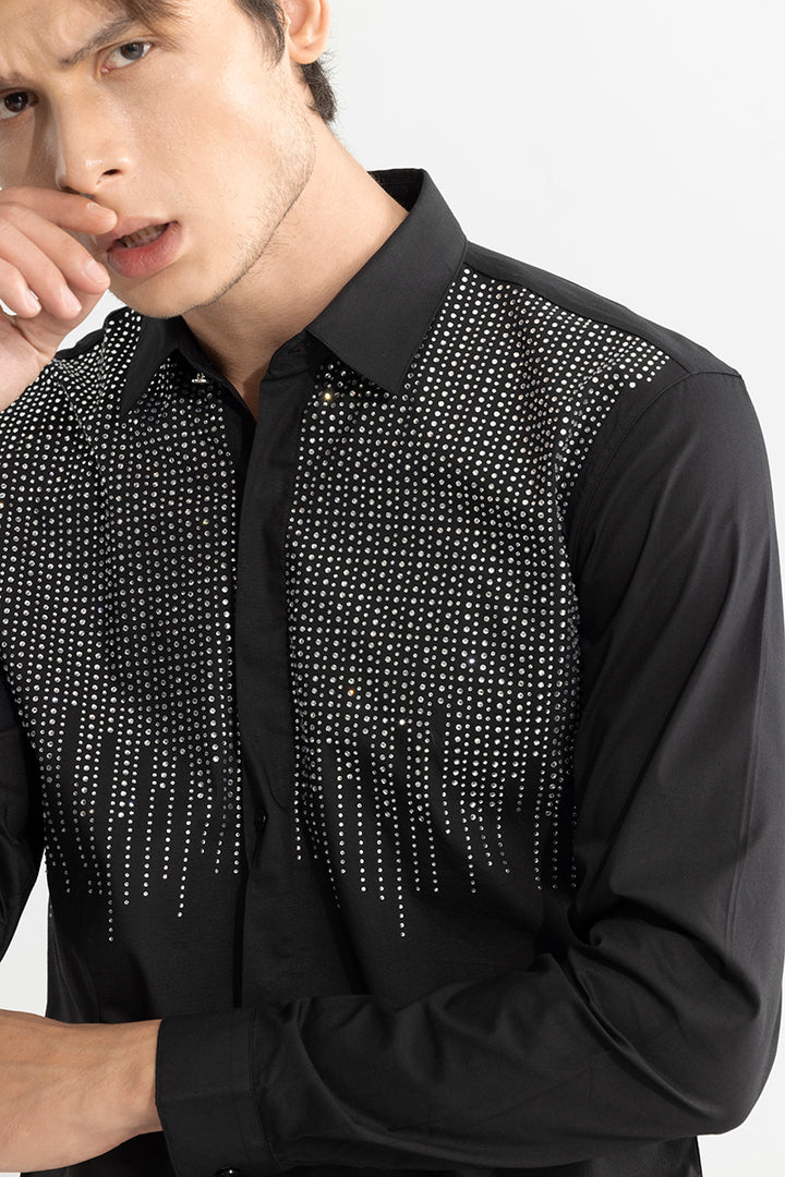 Dripping Beaded Black Shirt